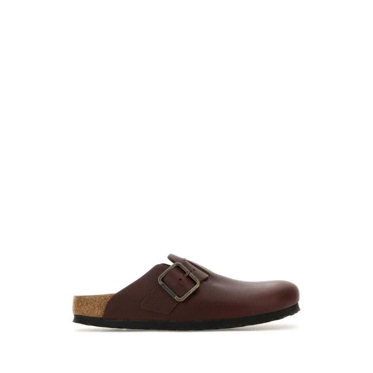 Birkenstock Burgundy Leather Boston Slippers