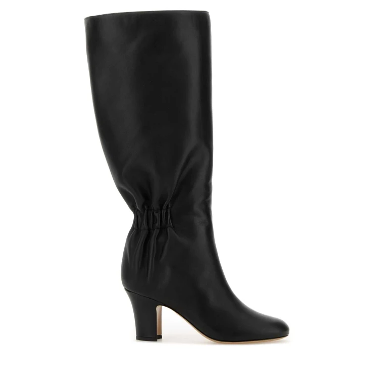 Ferragamo Black Leather Jannette 70 Boots