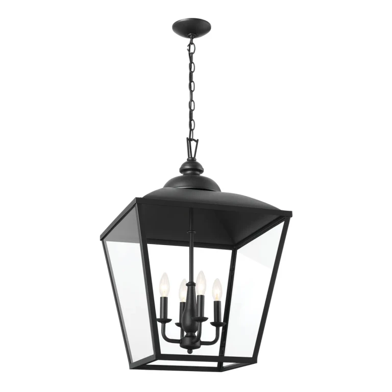 Dame 4-Light Transitional Foyer Pendant in Textured Black