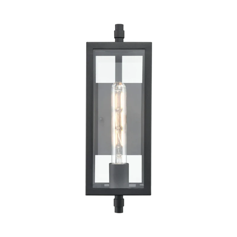 Textured Black One Light Outdoor Wall Sconce from the Messi Collection