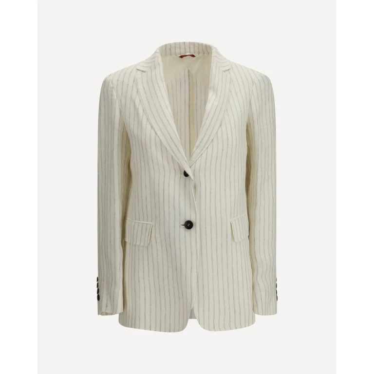 Max Mara Studio シングルブレスト ピンストライプ リネンブレザー