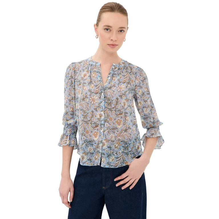 Veronica Beard Ashlynn Blouse Blue Jay Multi 0