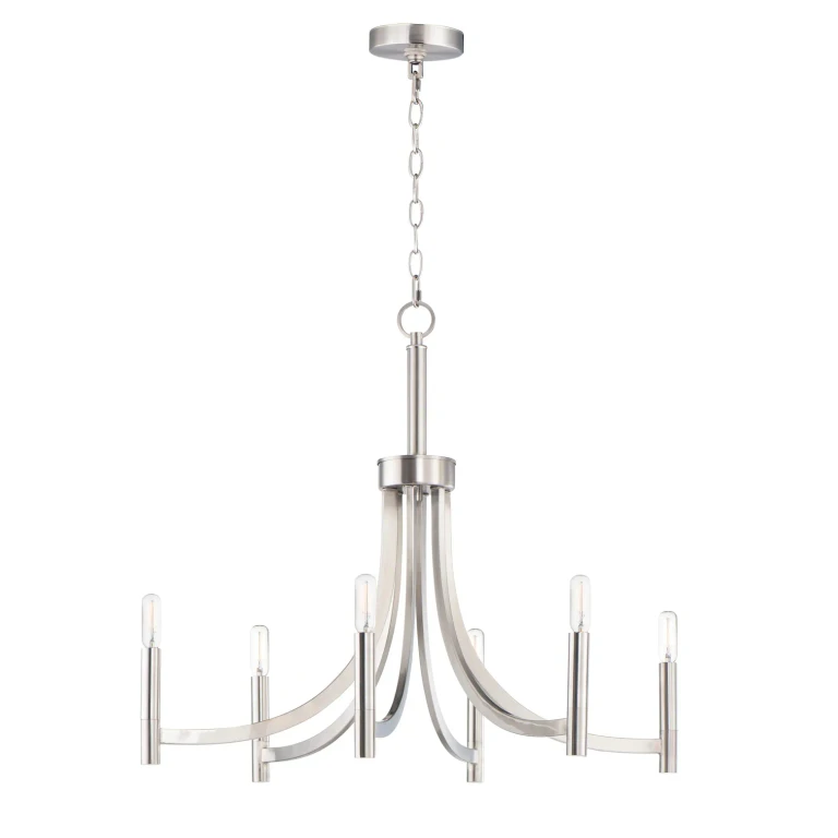 Maxim Lyndon 6-Light Transitional Chandelier in Satin Nickel