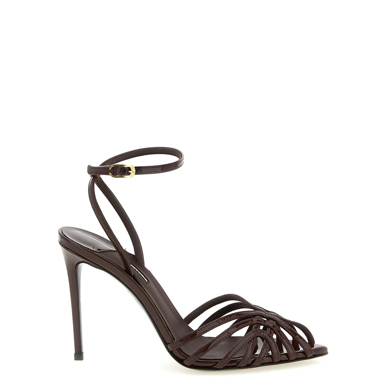 Le Silla Brown Calfskin Stiletto Heel Sandals - Women