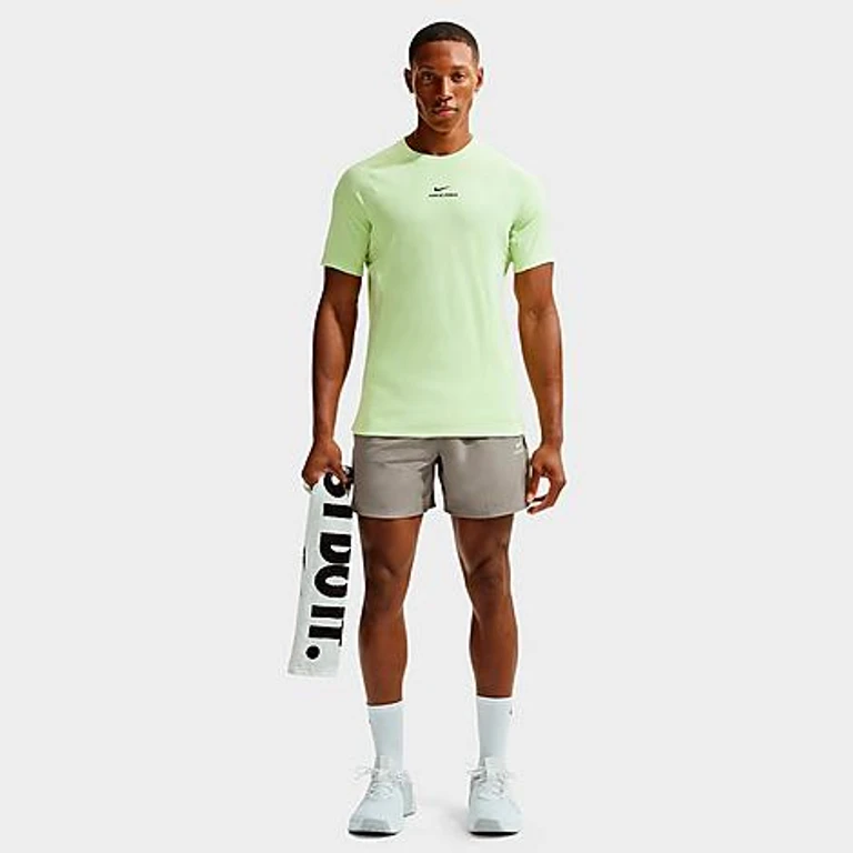 Nike Men's Pro Dri-FIT 6" Training Shorts in Light Army/Light Liquid Lime Size: Small