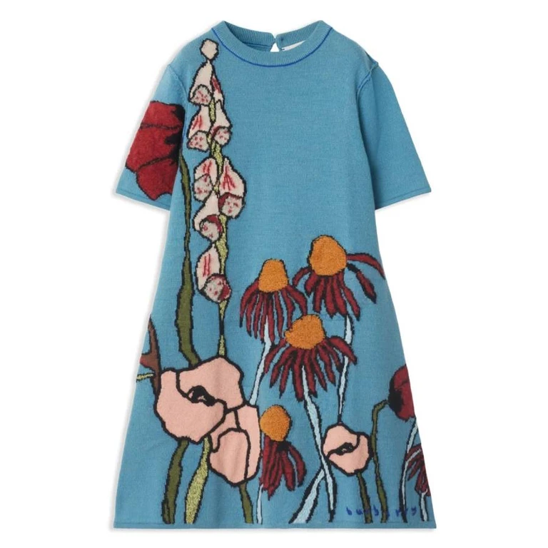 Burberry Kids Sylvie Floral Intarsia Wool Dress