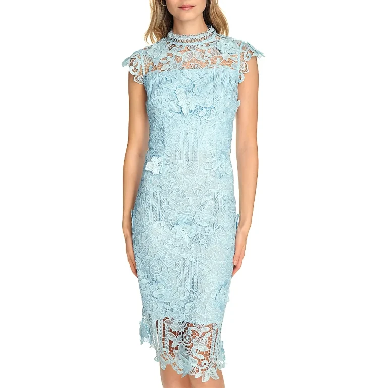 Eliza J Lace Mock Neck Sheath Dress