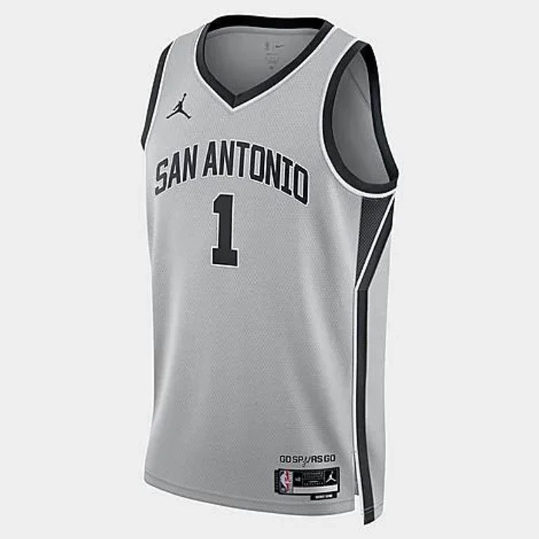 Nike Men's Jordan San Antonio Spurs NBA Statement Edition Dri-FIT Victor Wembanyama Swingman Jersey in Flat Silver Size: XS