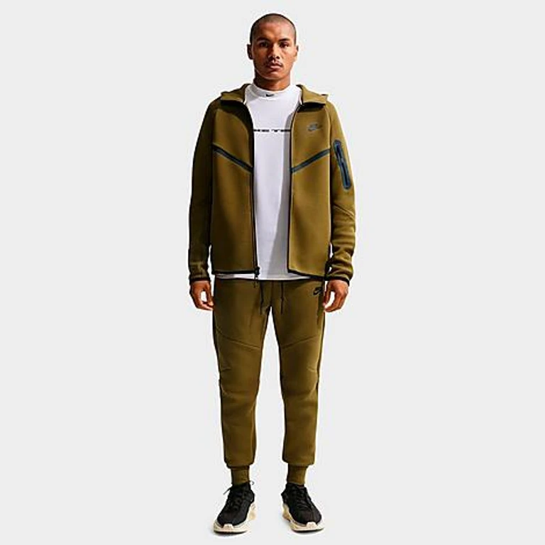 Nike Men's Tech Fleece Windrunner Full-Zip Hoodie in Olive Flak/Black Size: XS