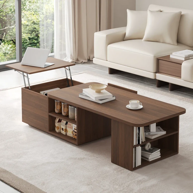 Extendable Lift Top Coffee Table Walnut Living Room Furniture with Storage