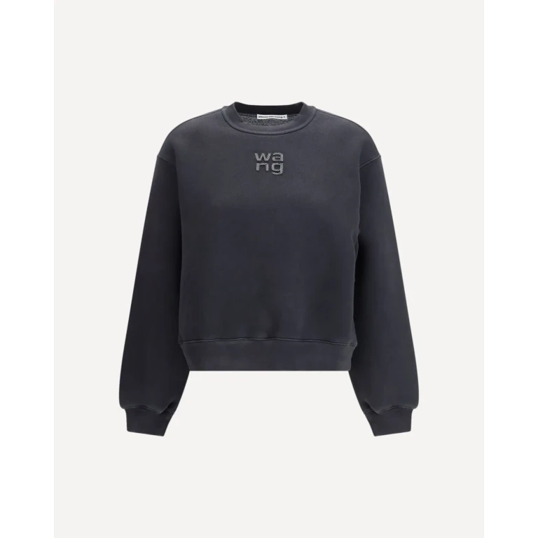 ALEXANDER WANG Crystal Hotfix Logo Sweatshirt Female M
