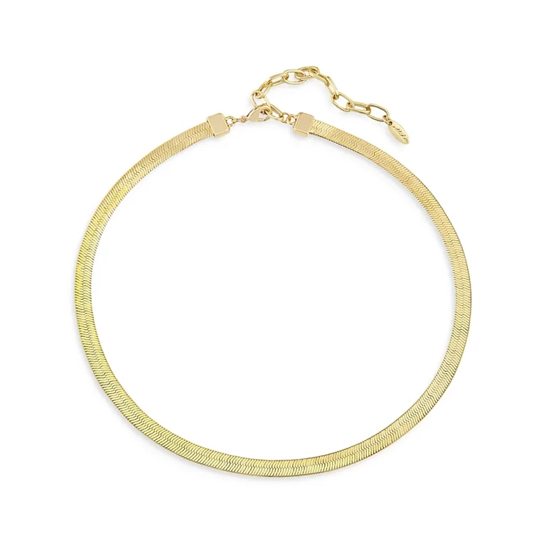 Ettika Brooklyn Flat 18k Gold Plated Snake Chain Necklace, 15.5 + 3 extender