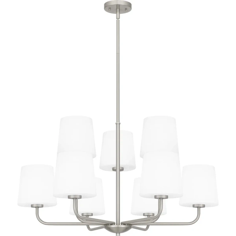 Brushed Nickel Nine Light Chandelier from the Gallagher Collection