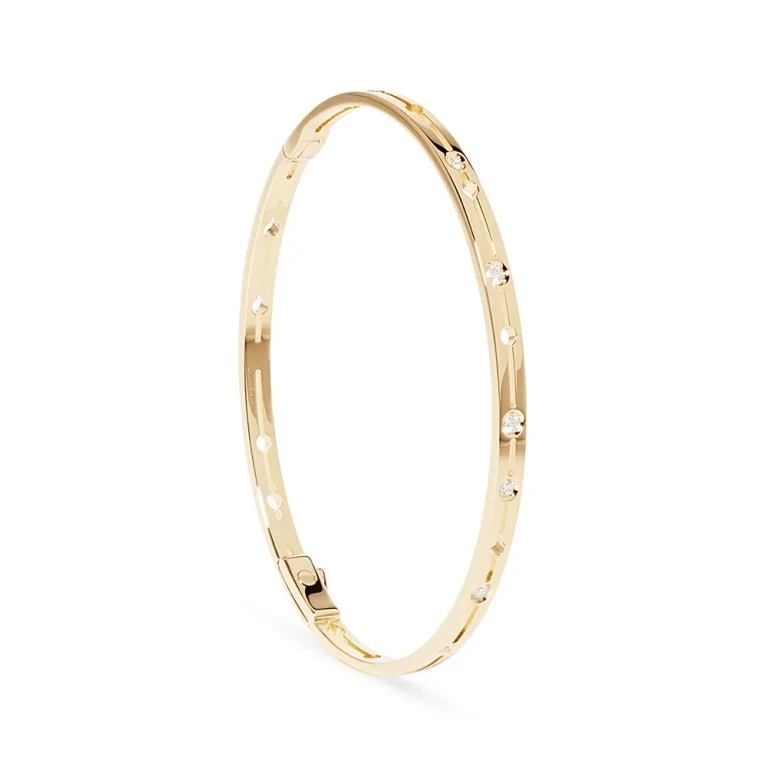 Dinh Van 18K Yellow Gold Pulse Diamond Cutout Bangle Bracelet