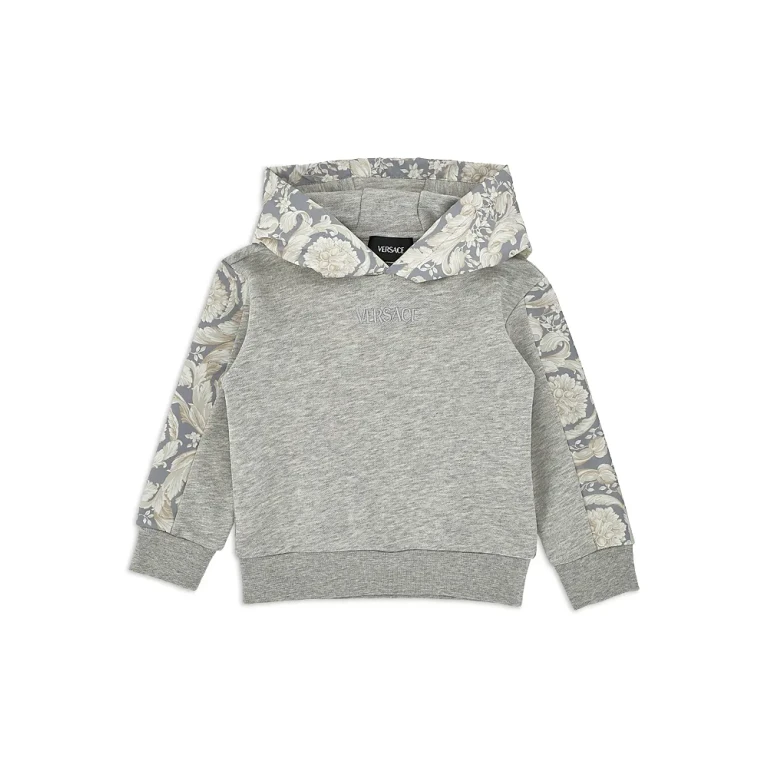 Versace Unisex Melange Fleece Barocco Hoodie - Baby, Little Kid