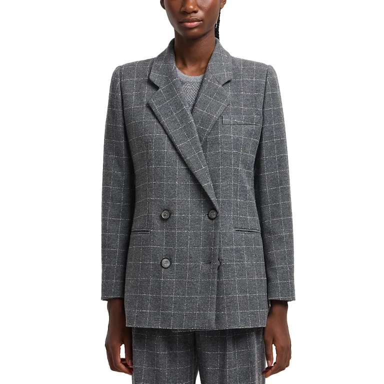 Emporio Armani Icon Checkered Flannel Wool Blend Blazer