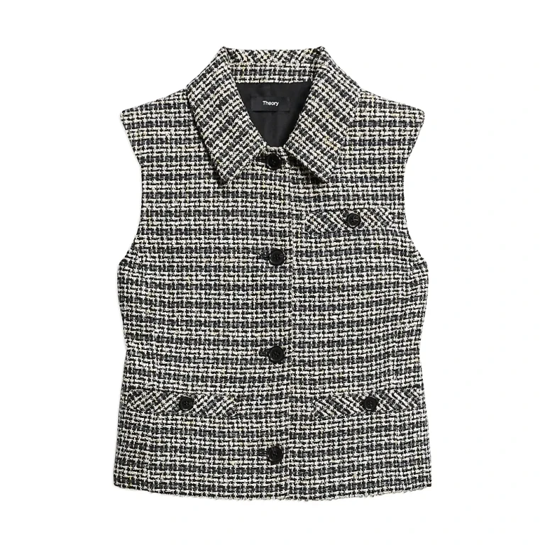 Theory Striped Tweed Vest