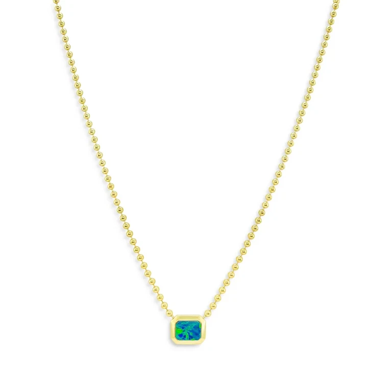 Meira T 14K Yellow Gold Ball Chain Opal Solitaire Necklace, 18