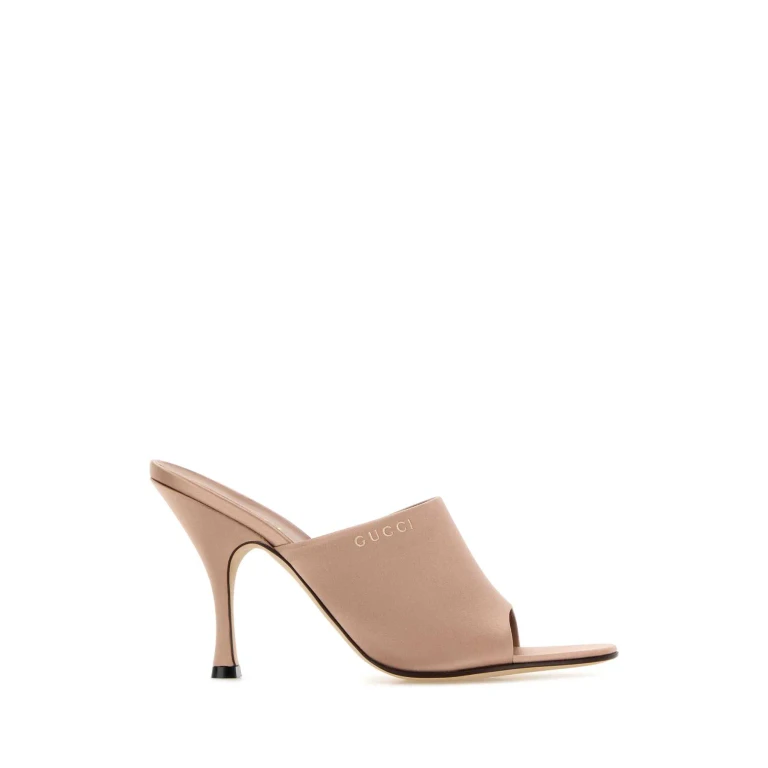 Powder Pink Satin Mules