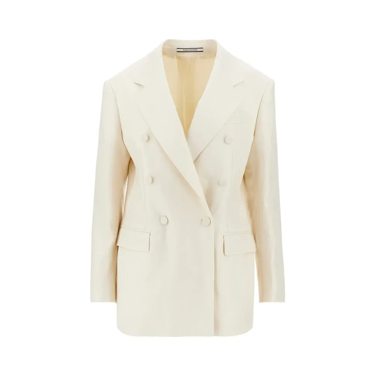 TAGLIATORE Chaqueta cruzada de sarga de lino Mujer 40