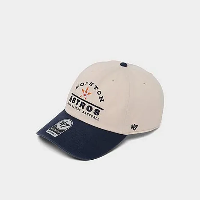 Women's '47 Houston Astros MLB Windham Clean Up Strapback Hat in Natural/Navy