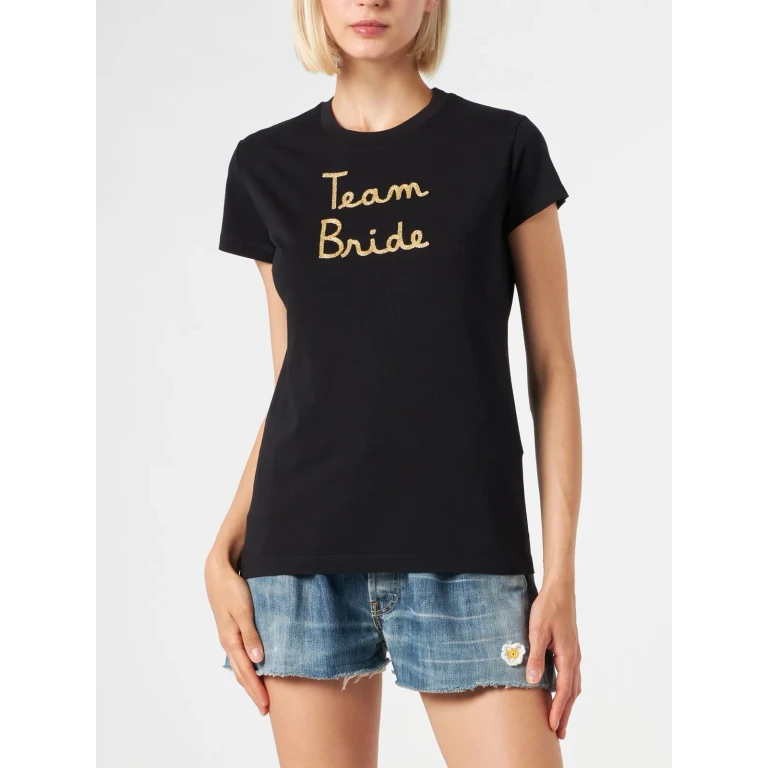MC2 Saint Barth Black Nadir Cotton T-shirt With Print And Embroidery