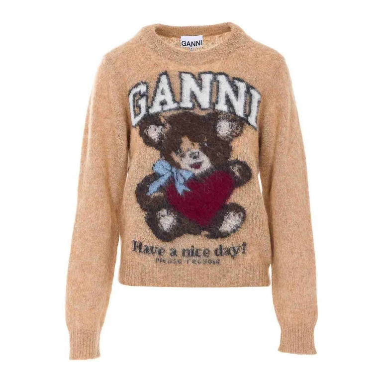 Ganni Pull Col Rond - Beige