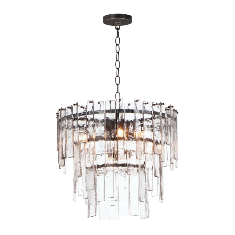 Dark Bronze Nine Light Pendant from the Warren Collection