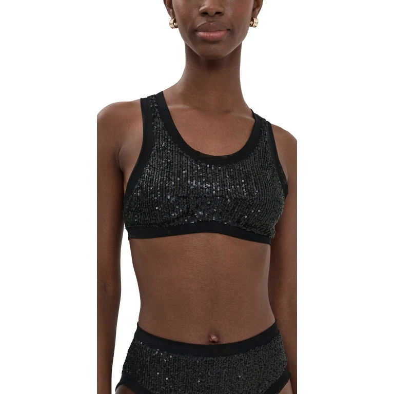 Norma Kamali Racer Swim Bra Black M