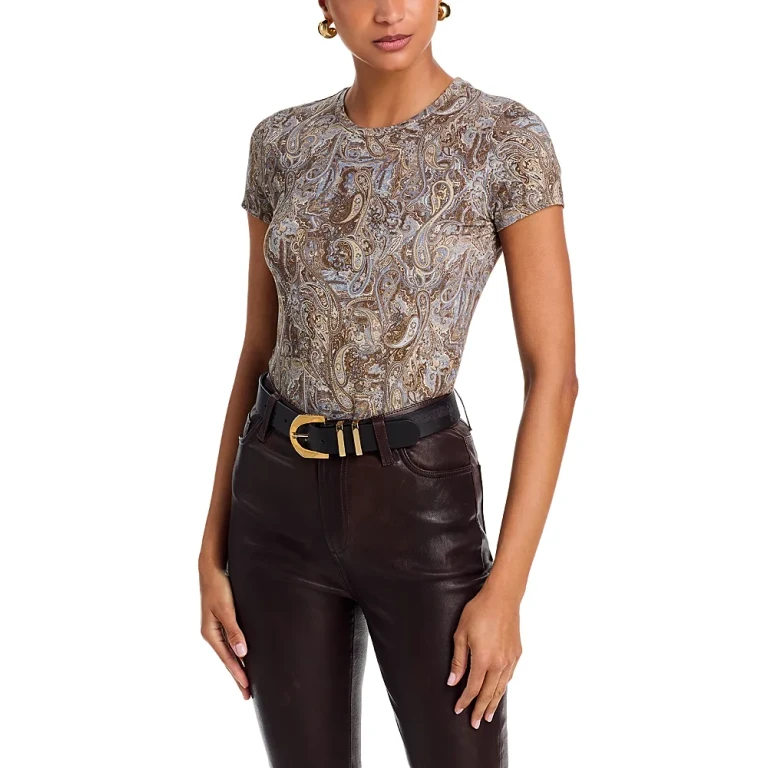 L'Agence Ressi Ditsy Paisley Print Crewneck Tee