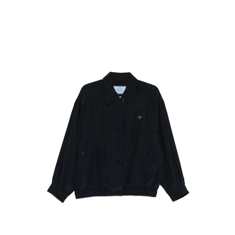 Prada Seta Lavata Blue Giubbotto - Women