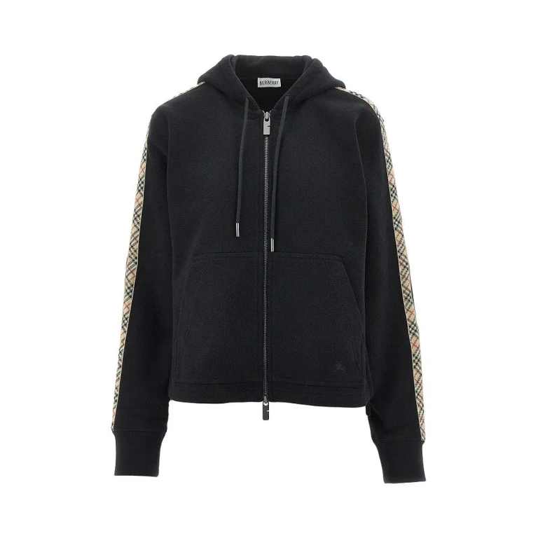 Sudadera con capucha y cremallera Burberry con detalles de cuadros para mujer XS