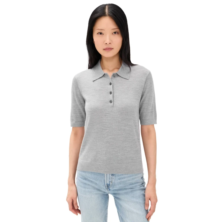 Sold Out NYC The Refined Wool Knit Polo Heather Grey S