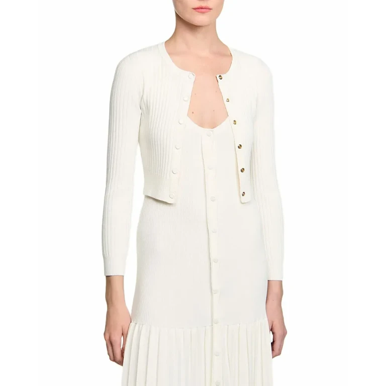 Sandro Cropped Rib Knit Cardigan