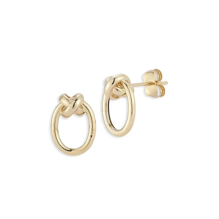 Knotted Oval Stud Earrings in 14K Yellow Gold