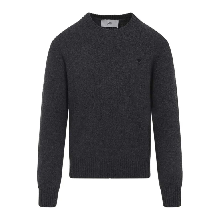 Ami Paris Pull Col Rond - Gris Foncé