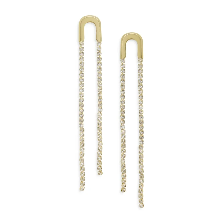Ettika Embellished Asymmetric Arch Drop Earrings in 18K Gold Plate