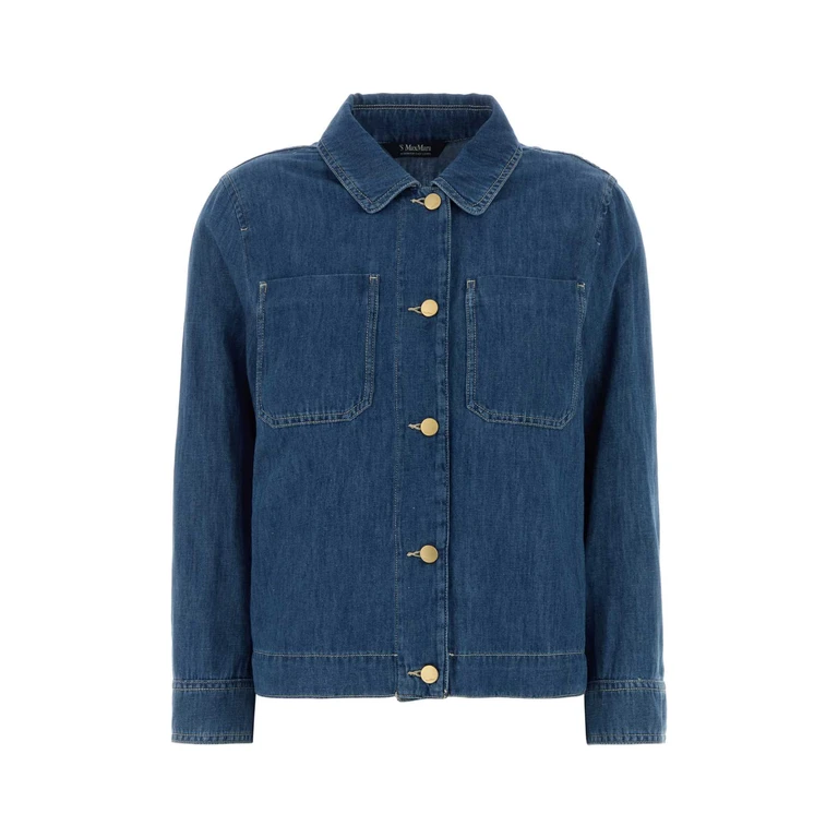 S Maxmara Blue Chambray Galante Shirt Blu Notte Exterior: Cotton Linen Camicie - Women