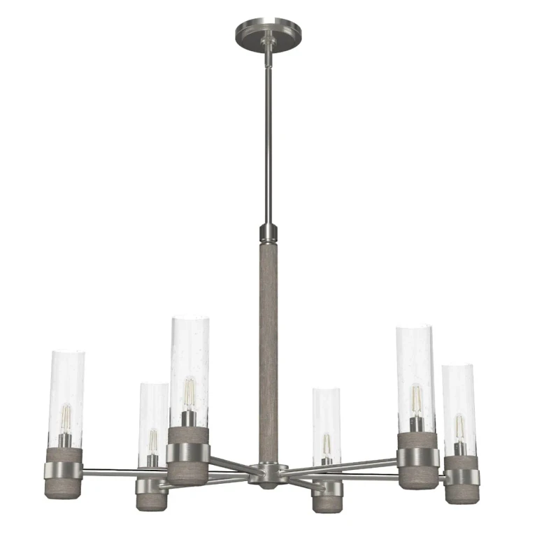 Hunter River Mill 6-Light Chandelier in Brushed Nickel