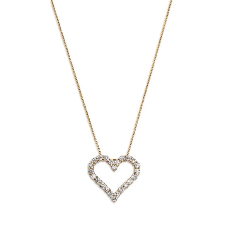 Diamond Heart Pendant Necklace in 14K Yellow Gold, 1.8 tcw