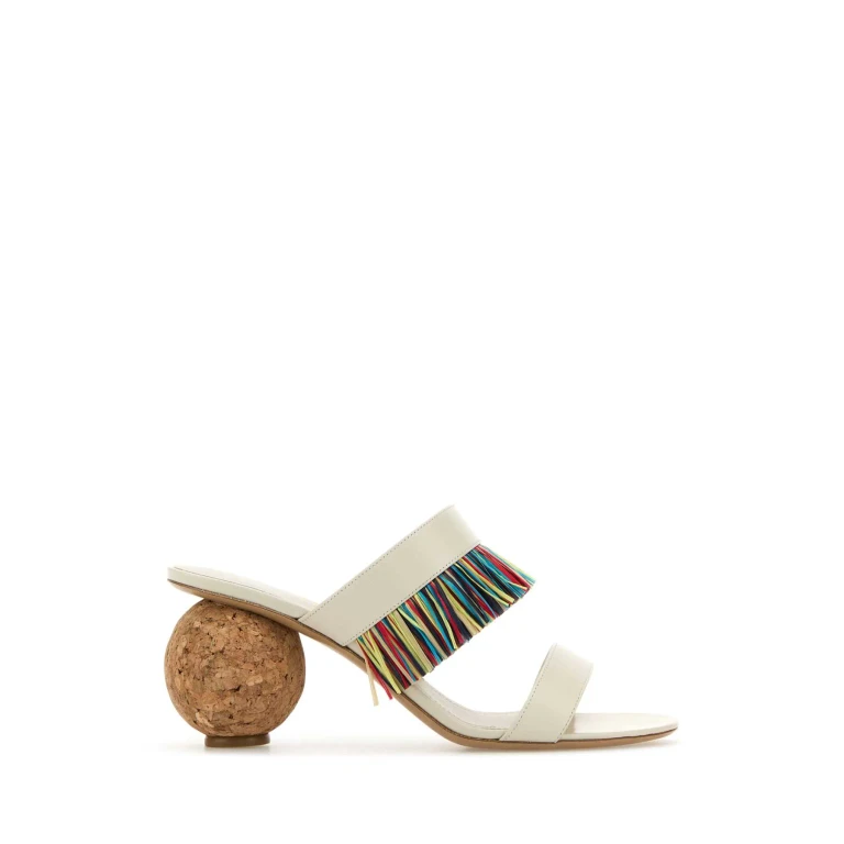 Ferragamo Ivory Leather Mules