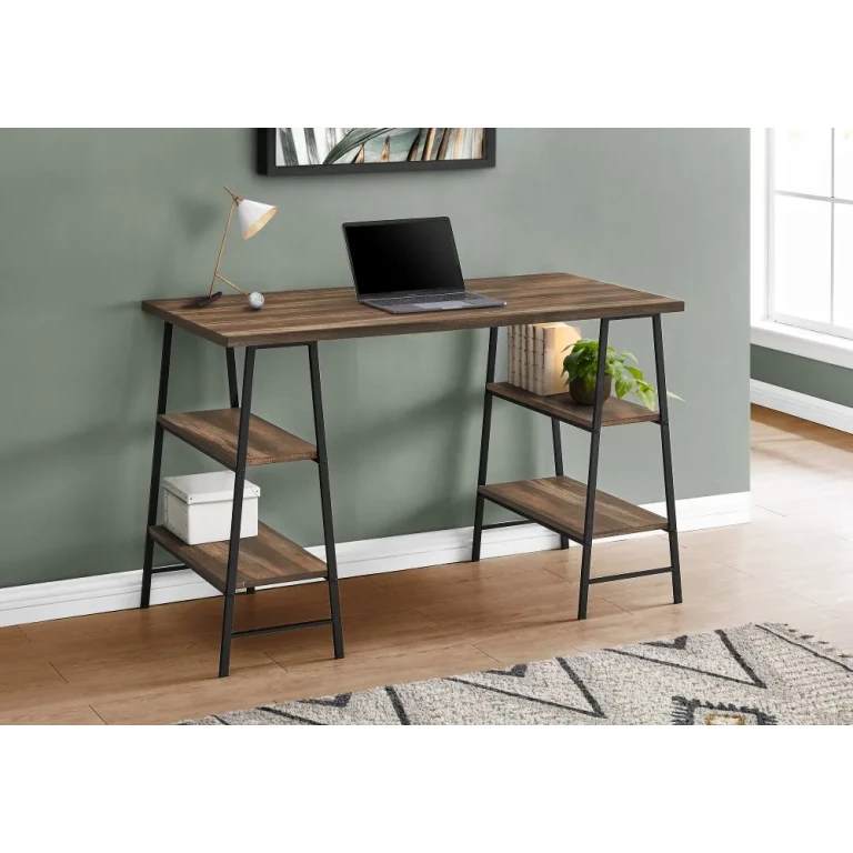 Industrial 48 Inch Brown Reclaimed Wood Computer Desk