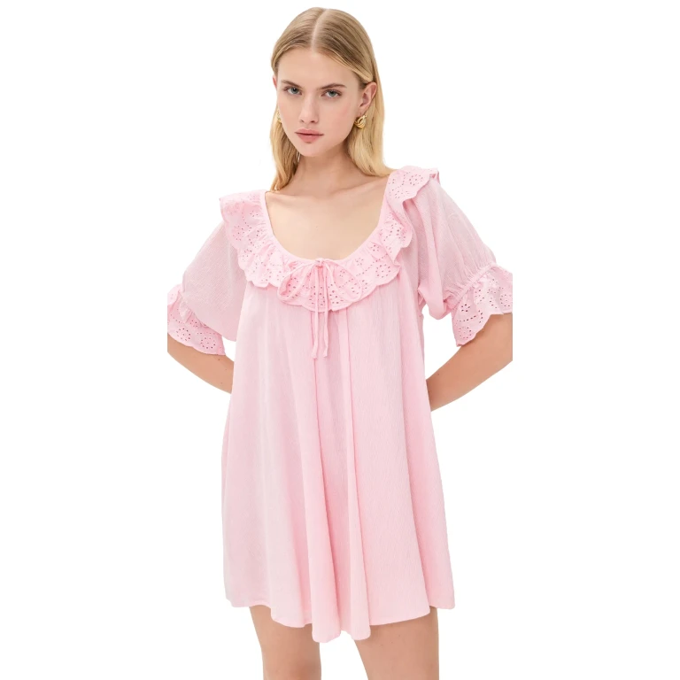 Show Me Your Mumu Toulouse Dress Pink Eyelet S