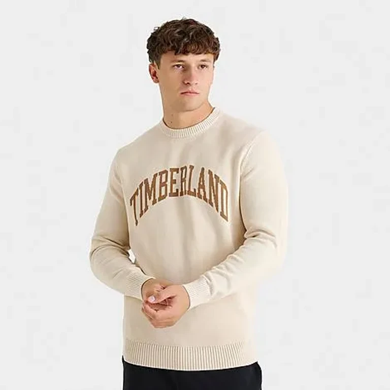 Timberland Men's Graphic Sweater in Light Beige Size: Small