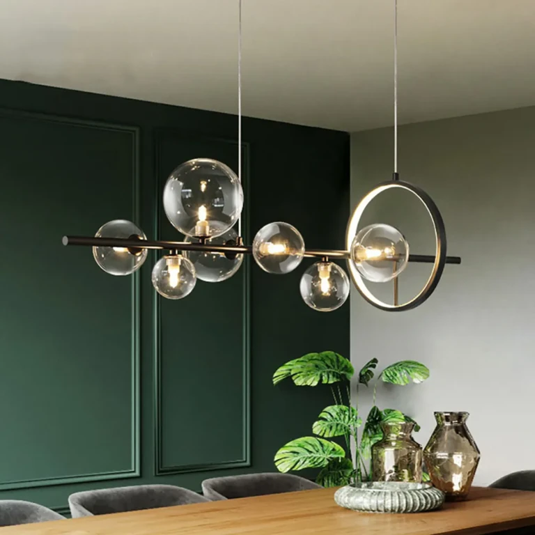 Bubi Modern Black Island Pendant Light for Kitchen 10-Light Globe Glass Shade