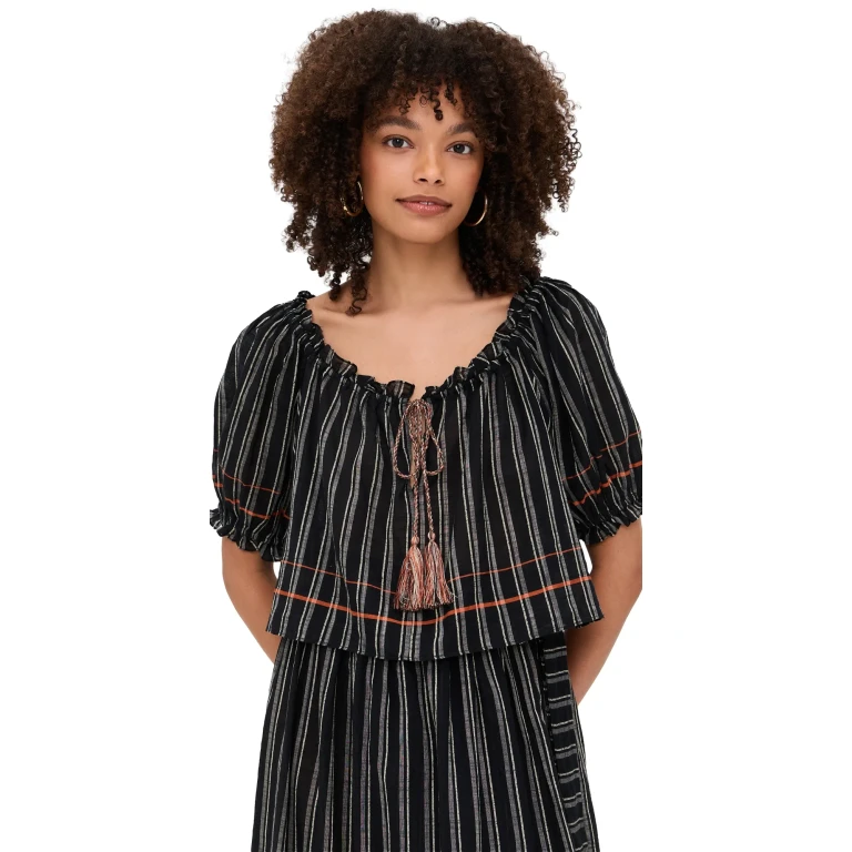 Ulla Johnson Paros Coverup Top Noir Stripe P