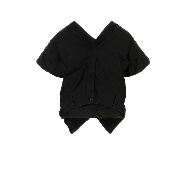 Balenciaga Black Cotton Blend Top Exterior: Nylon Maglie - Women