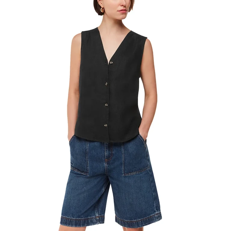 Whistles Laura Linen V Neck Vest