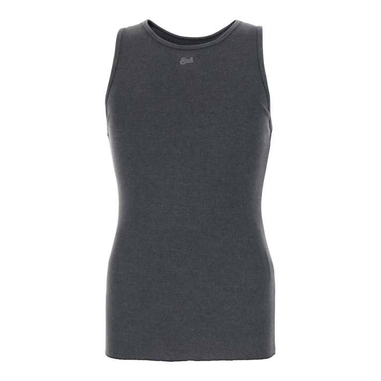 ERL Grey Crew Neck Top With Ribbed Knit In Cotton Blend Men
