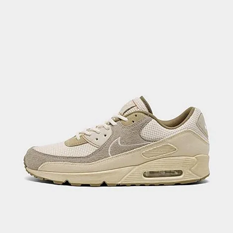 Nike Men's Air Max 90 Premium SE Casual Shoes in Muslin/Pale Ivory/College Grey Size: 7.0
